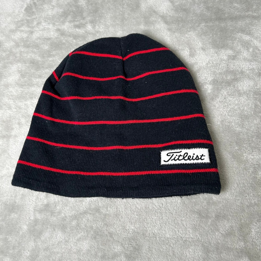 Titleist Lifestyle Stripes Red Black Golf Beanie Outdoor Winter Logo Golf